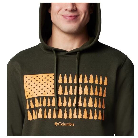 Columbia Men's Trek Graphic Long-Sleeve Fleece Hoodie in Greenscape Medium $47 - Picture 5 of 10